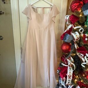 Azazie Light Pink Maxi Dress
